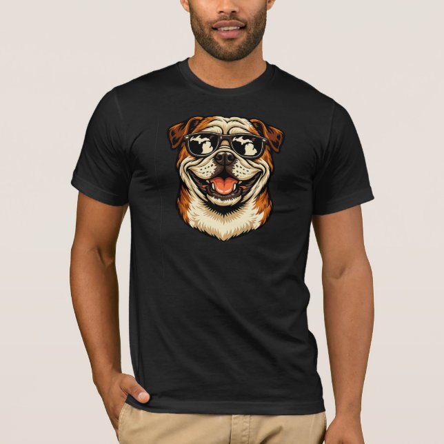 Bulldogg med solglasögon t shirt (Framsida)