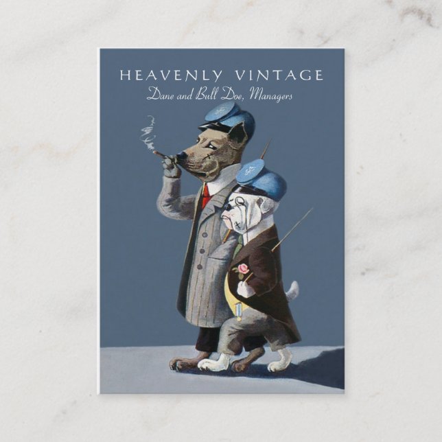 Bulldogg och great dane - rolig vintage visitkort (Framsida)