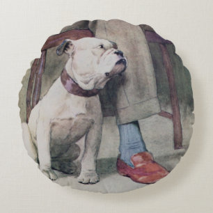 Bulldogg Rund Kudde