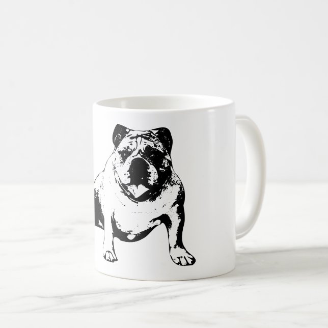 Bulldogg sittande med tungan ute kaffemugg (Framsida höger)