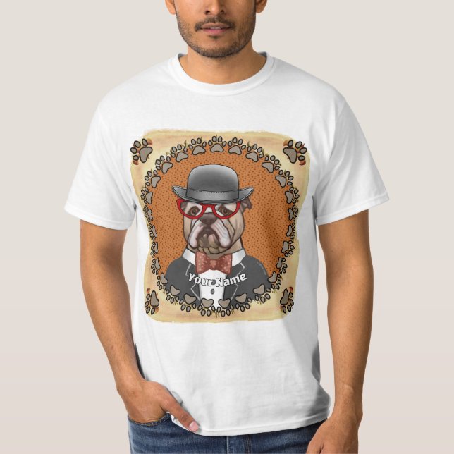 Bulldogg som bär glasögon t shirt (Framsida)