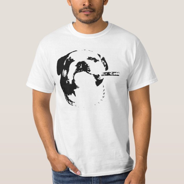 Bulldoggcigarren stencilerar T Tröja (Framsida)