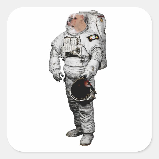 Bulldogge Astronaut Klistermärke (Framsida)