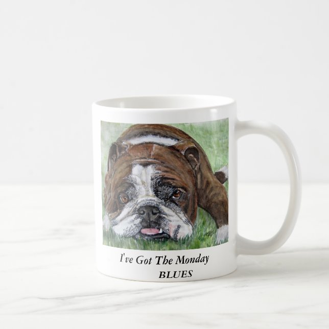 bulldoggen MugI've fick den Måndag    DEPPIGHETEN Kaffemugg (Höger)
