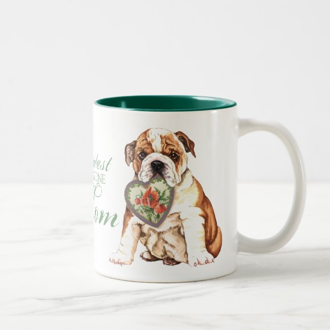Bulldogghjärtamamma Två-Tonad Mugg (Höger)