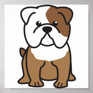 Bulldogghundtecknad Poster
