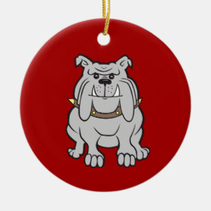 Bulldoggmaskot på röda hund älskaregåvor julgransprydnad keramik