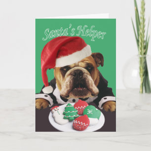 BulldoggSantas julkort för hjälpreda Helgkort