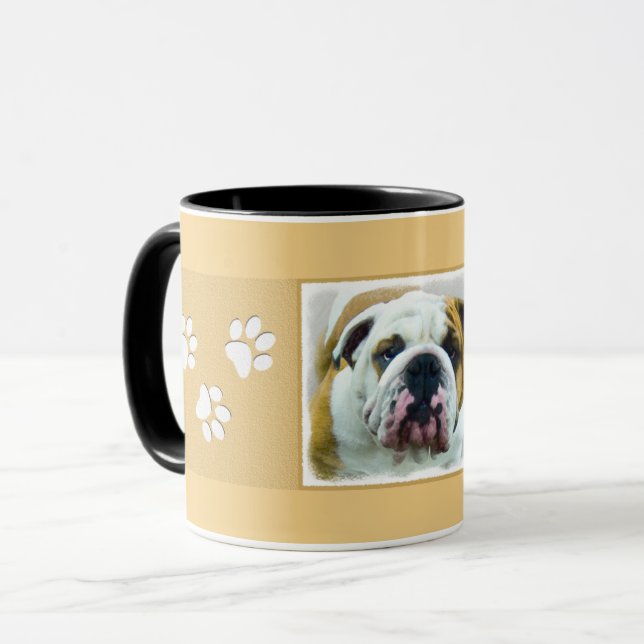 Bulldoggsmålning - Söt originell hundkonst Mugg (Framsida vänster)