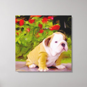 Bulldoggvalpkonst Canvastryck