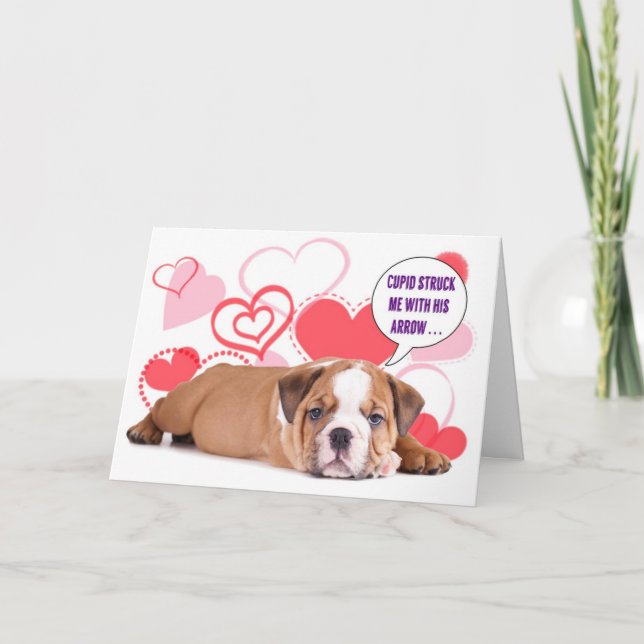 Bulldoggvalpvalentin kort (Framsida)
