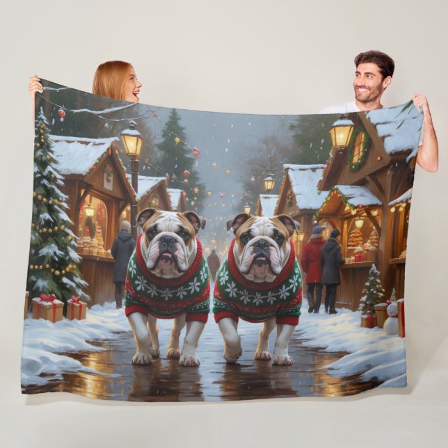 Bulldogs jul snö semester fleecefilt (På plats)