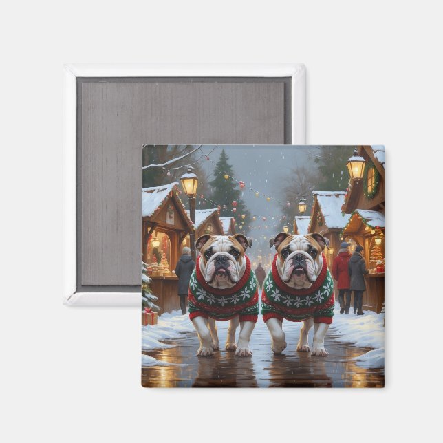 Bulldogs Julsnö Holiday Magnet (Front/Back)