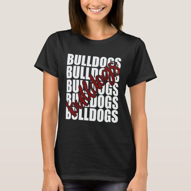 Bulldogs Maroon School Sports Fan Team Spirit T Shirt (Framsida)
