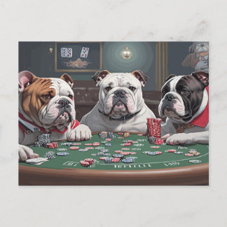 Bulldogs playing poker helg vykort
