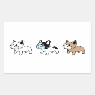BULLDOGS WEARING ANSIKTE MASKS RECTANGLE STICKER REKTANGULÄRT KLISTERMÄRKE