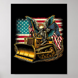 Bulldozer amerikansk flagga halloween dödskalle poster