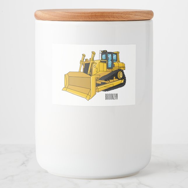 Bulldozer cartoon illustration mat etiketter (Framsida)