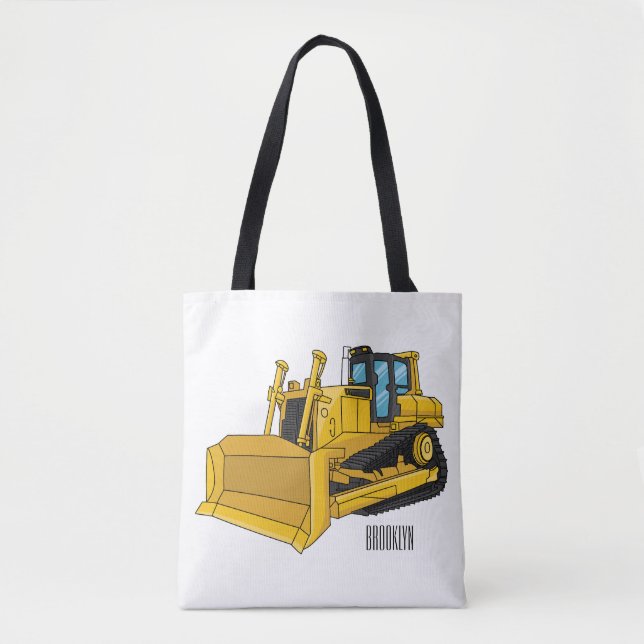 Bulldozer cartoon illustration tygkasse (Framsida)