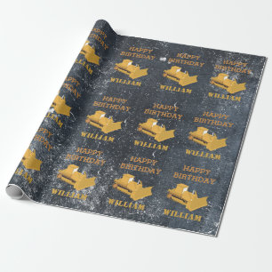 Bulldozer Construction Lastbil Birthday Boy Presentpapper