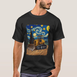 Bulldozer Construction Lastbil HEO Starry Natt Pai T Shirt