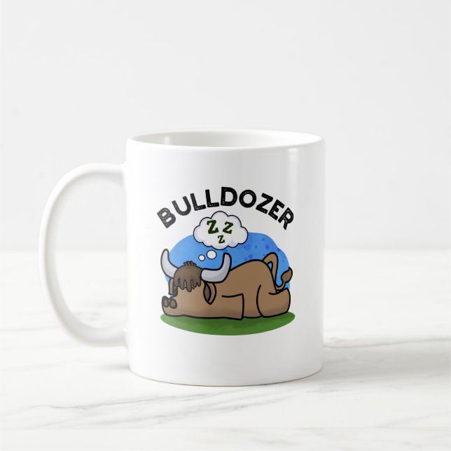 Bulldozer Funny Animal Bull Pun Kaffemugg (Vänster)