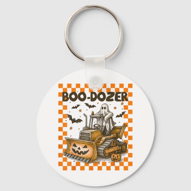 Bulldozer Halloween Boo Dozer Construction Lastbil Nyckelring (Framsida)