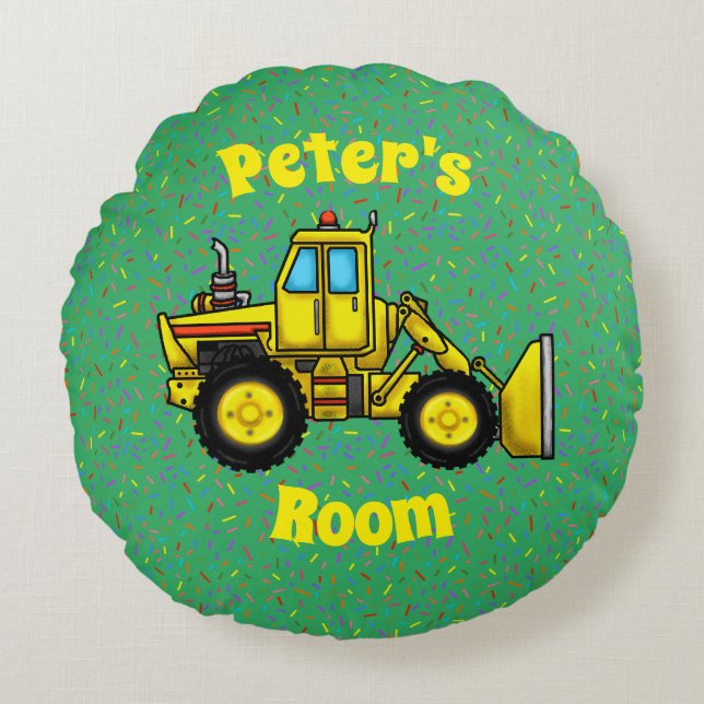 Bulldozer Round Dekorativ kudde (Framsidan)