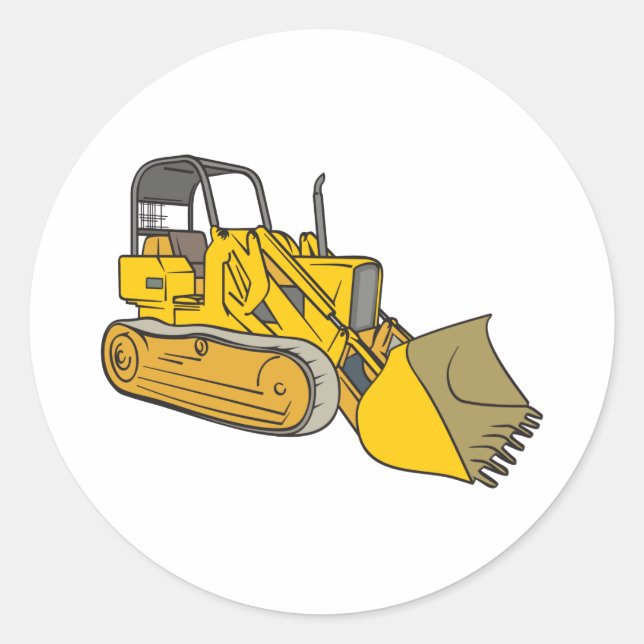 Bulldozer Runt Klistermärke (Framsida)