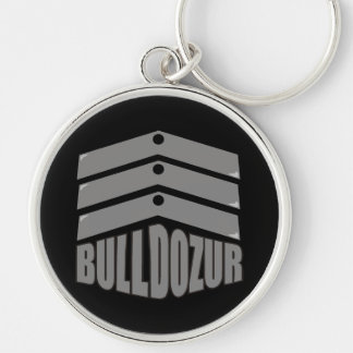 Bulldozur "vapensköld" logotyp Keychain Rund Silverfärgad Nyckelring