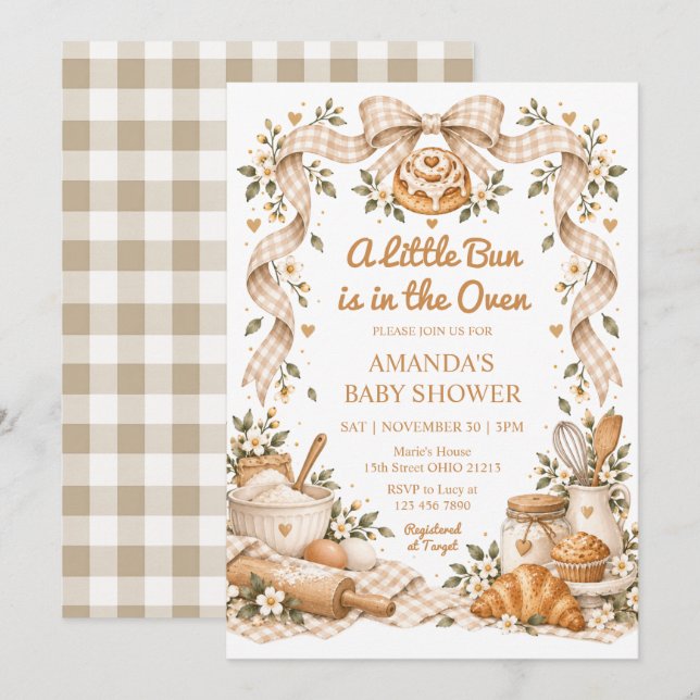 Bulle i ugnen Baby Shower Inbjudningar (Fram/baksida)