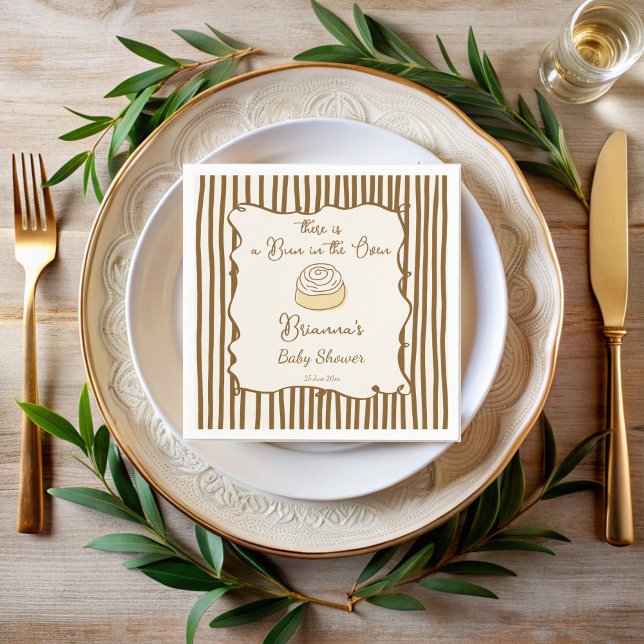 Bulle i ugnen bakande baby shower monogram pappersservett (Bun in the oven baking baby shower monogrammed napkins personalized baking  baby shower table decor)