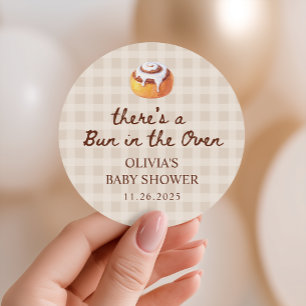 Bulle i ugnen Gingham Bageri Baby Shower Förmån Runt Klistermärke