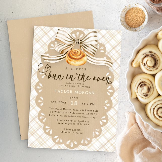Bulle i ugnen Neutralt bageri Baby Shower Inbjudningar (Bun in the oven baby shower invite)