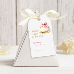 Bulle i ugnen Rosa Rutiga Band Baby Shower Presentetikett