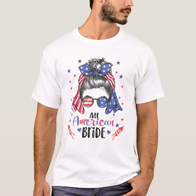 Bulle USA Flagga Glas Alla T Shirt (Framsida)