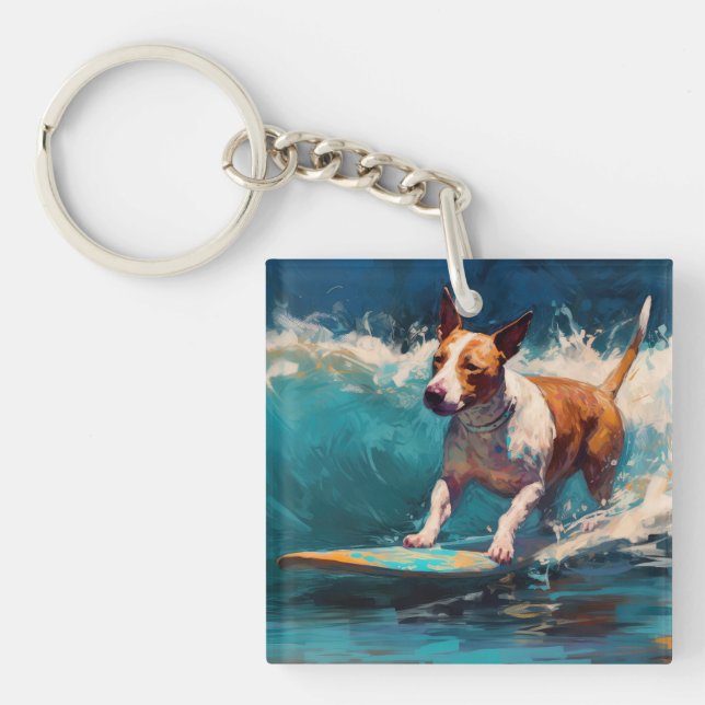 Buller Terrier Beach Surfing Painting (Framsidan)