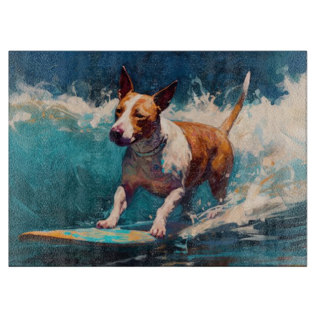 Buller Terrier Beach Surfing Painting (Framsidan)