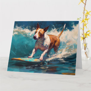 Buller Terrier Beach Surfing Painting Kort