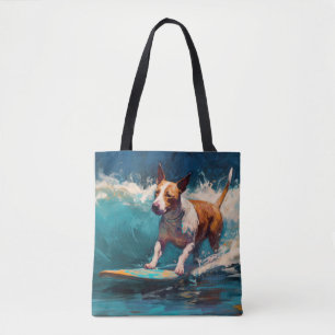 Buller Terrier Beach Surfing Painting Tygkasse