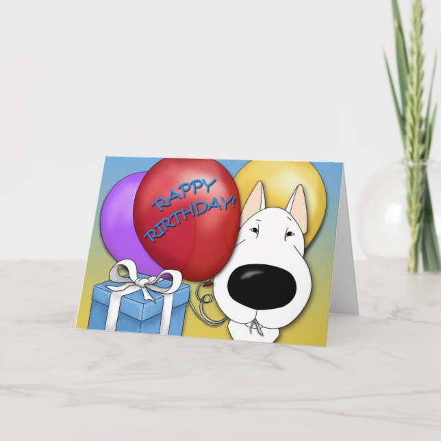 Buller Terrier Birthday Card Kort (Framsida)
