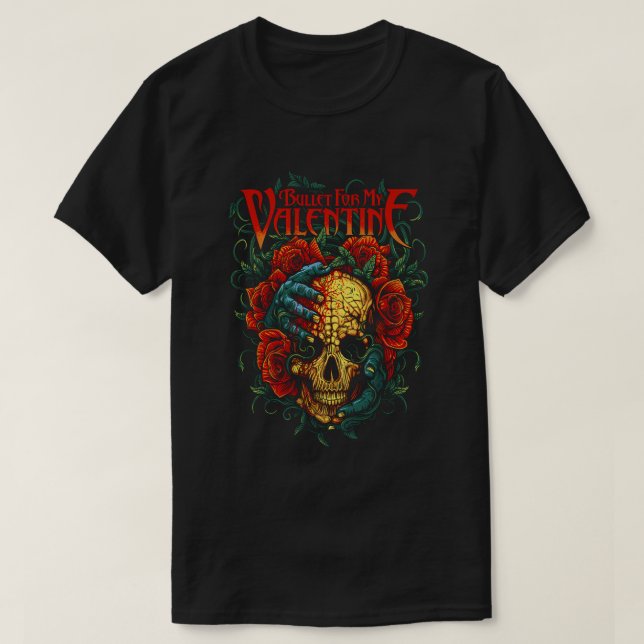 Bullet For My Valentine – Skull Roses Artwork T Shirt (Design framsida)