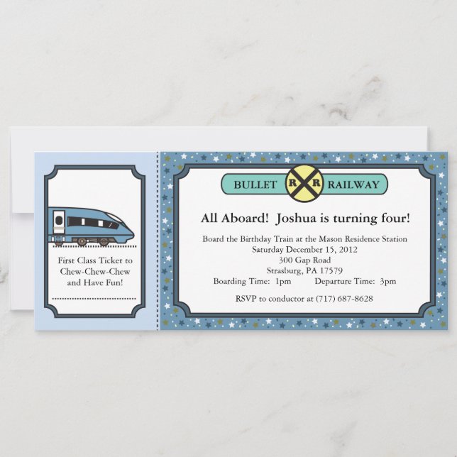 Bullet Tåg Biljett Inbjudan (Framsida)