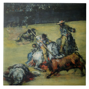 Bullfighten, c.1825 (olja på kanfas) kakelplatta