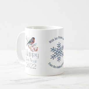 Bullfinch Bird Berries Gott nytt år 2022 Kaffemugg