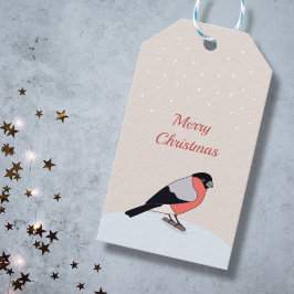 Bullfinch och Snö God jul Gift Märkre Presentetikett