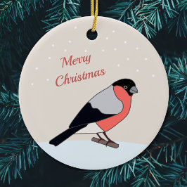 Bullfinch och Snö God jul Ornament