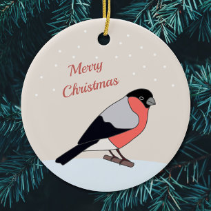 Bullfinch och Snö God jul Ornament