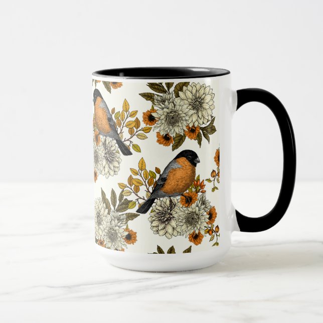 Bullfinch on autumn florals 2 mugg (Höger)
