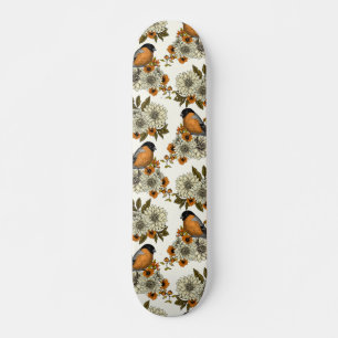 Bullfink på höstens blommigtar 2 mini skateboard bräda 18,5 cm
